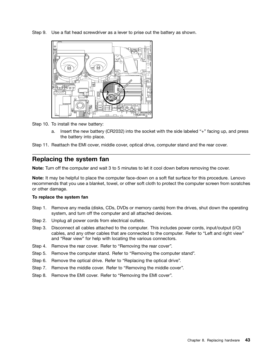 Replacing the system fan | Lenovo IdeaCentre B345 All-in-One User Manual | Page 49 / 69