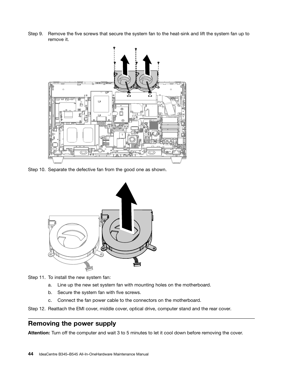 Removing the power supply | Lenovo IdeaCentre B345 All-in-One User Manual | Page 50 / 69