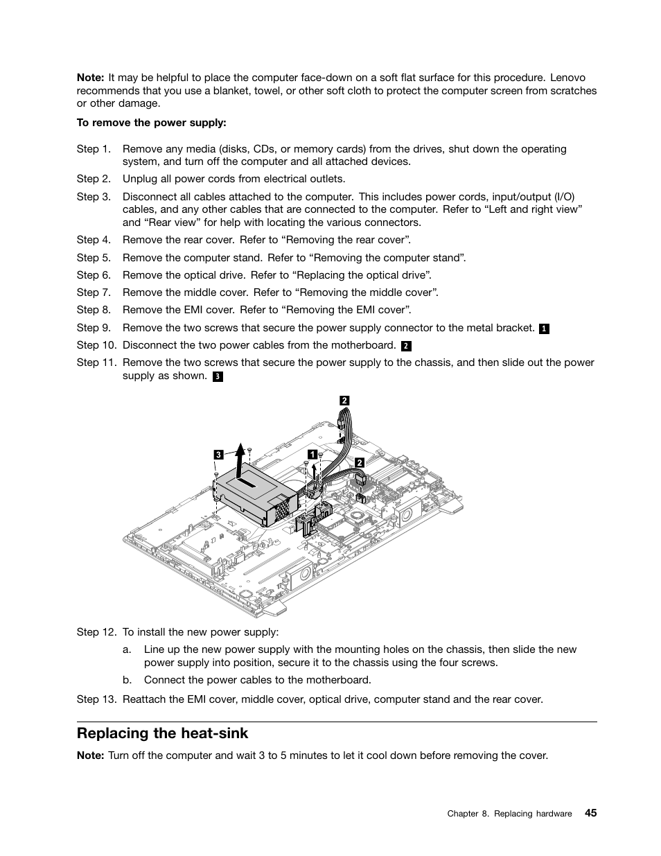 Replacing the heat-sink | Lenovo IdeaCentre B345 All-in-One User Manual | Page 51 / 69