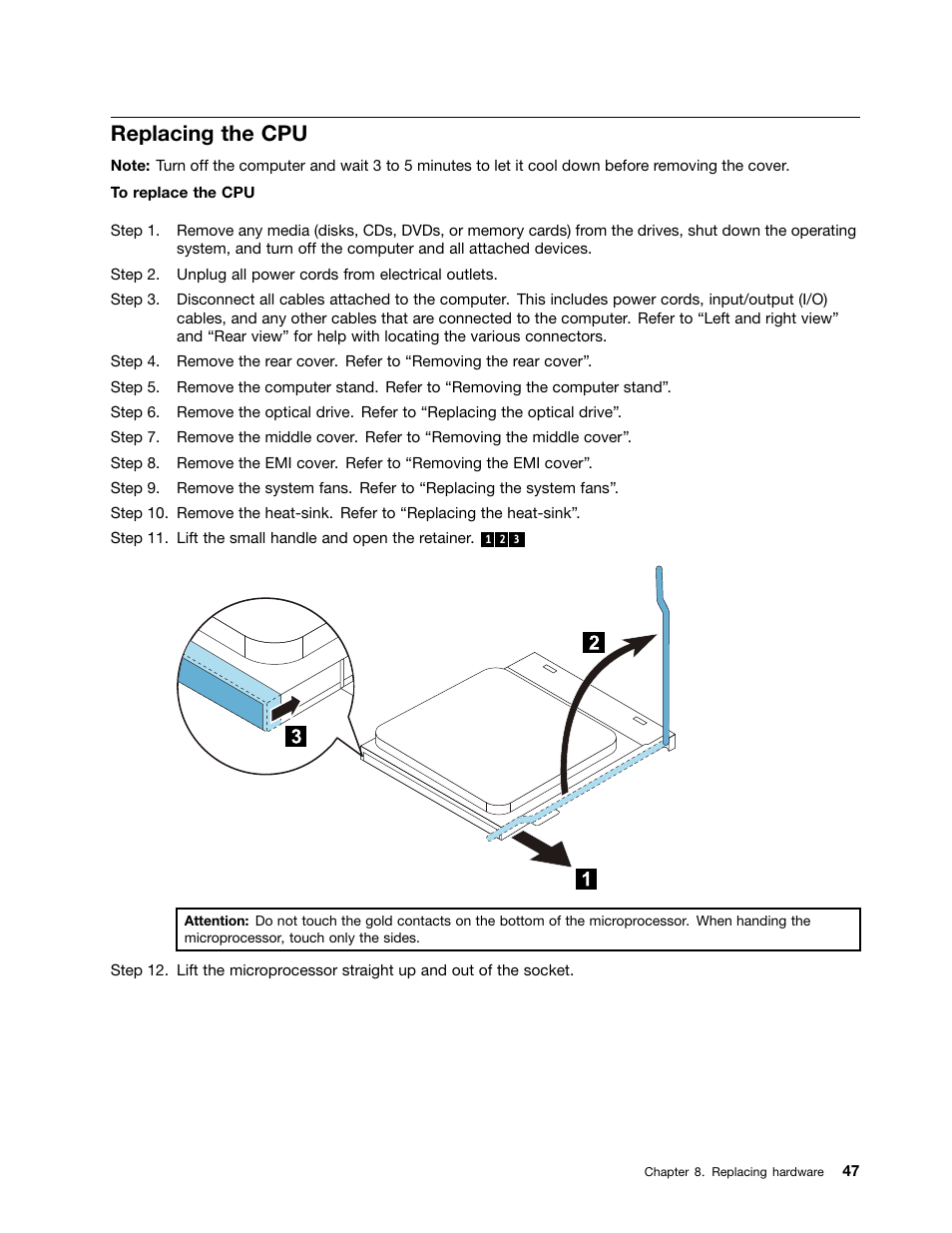 Replacing the cpu | Lenovo IdeaCentre B345 All-in-One User Manual | Page 53 / 69