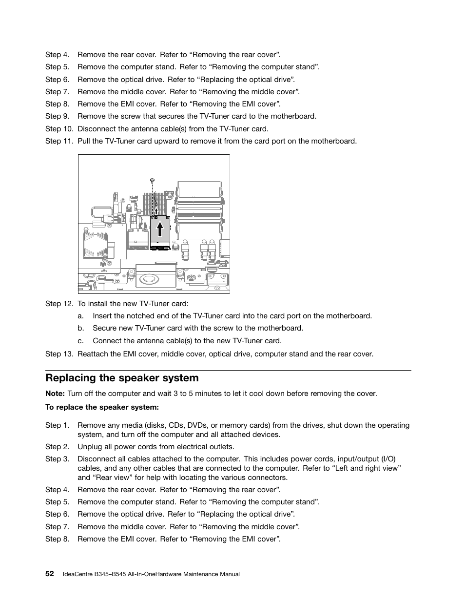 Replacing the speaker system | Lenovo IdeaCentre B345 All-in-One User Manual | Page 58 / 69