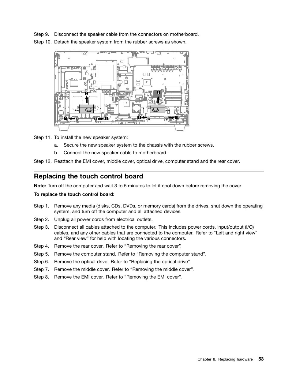 Replacing the touch control board | Lenovo IdeaCentre B345 All-in-One User Manual | Page 59 / 69
