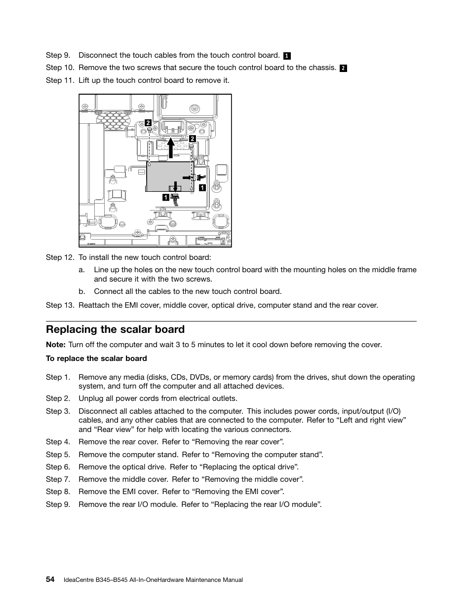 Replacing the scalar board | Lenovo IdeaCentre B345 All-in-One User Manual | Page 60 / 69