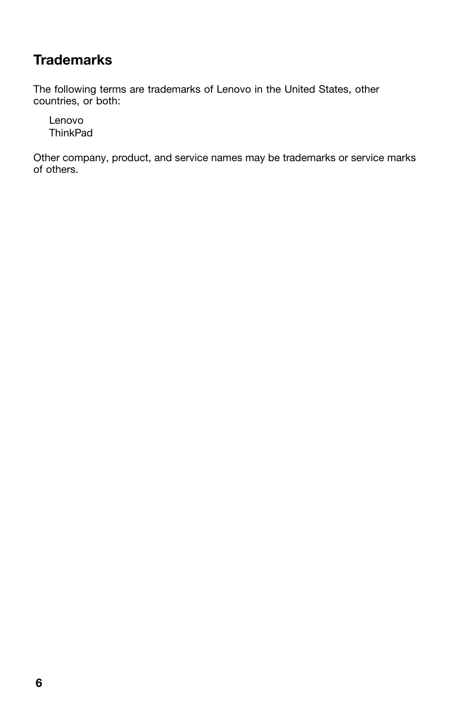 Trademarks | Lenovo ThinkPad Tablet User Manual | Page 6 / 8