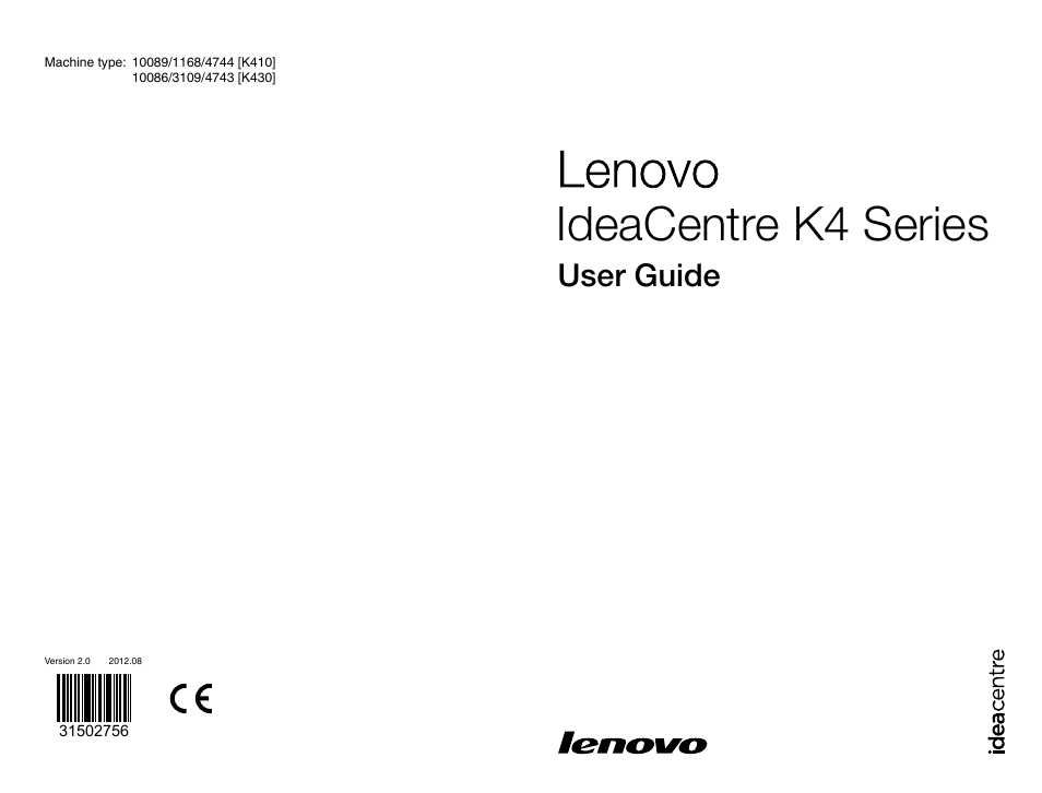 Lenovo IdeaCentre K415 User Manual | 63 pages
