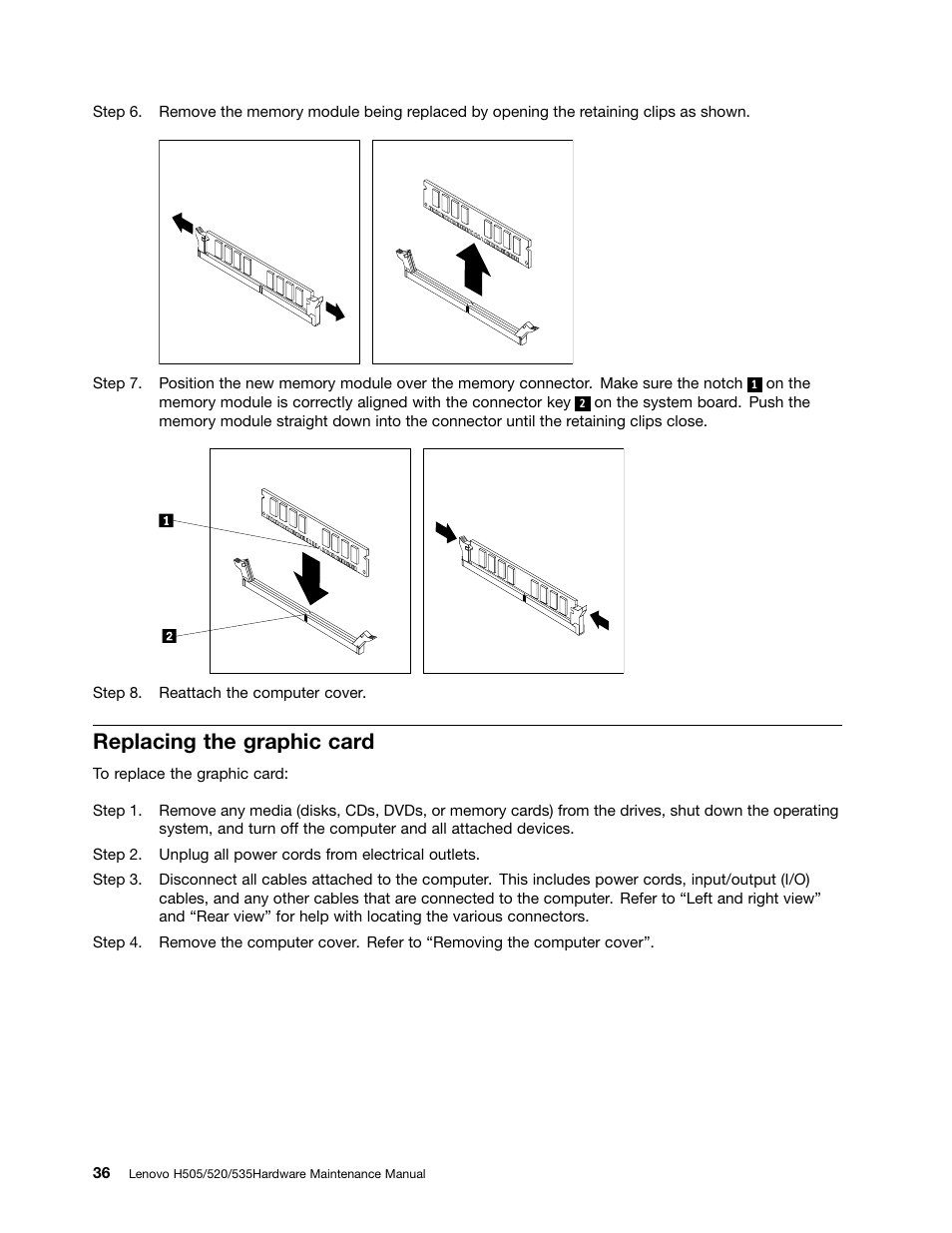 Replacing the graphic card | Lenovo H535 Desktop User Manual | Page 42 / 59