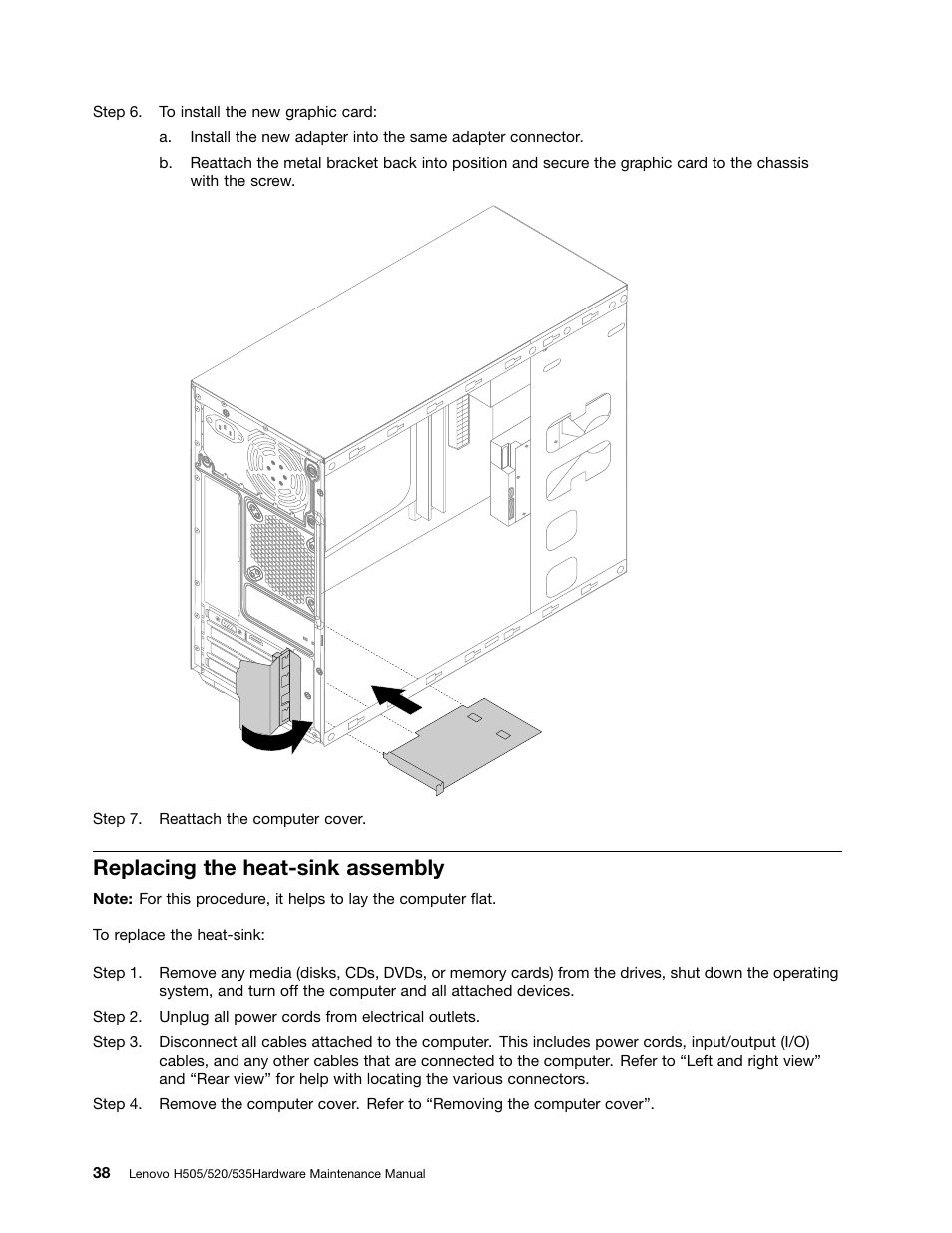 Replacing the heat-sink assembly | Lenovo H535 Desktop User Manual | Page 44 / 59