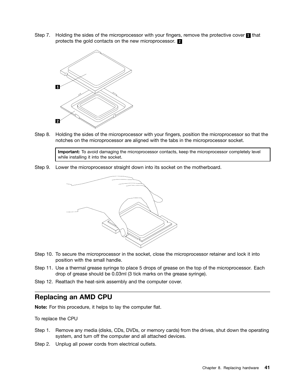 Replacing an amd cpu | Lenovo H535 Desktop User Manual | Page 47 / 59
