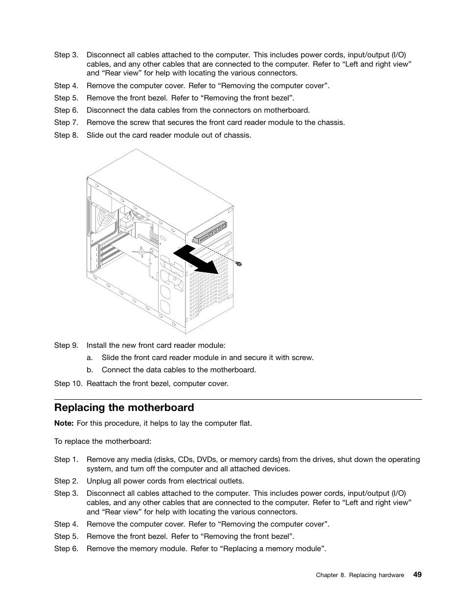 Replacing the motherboard | Lenovo H535 Desktop User Manual | Page 55 / 59