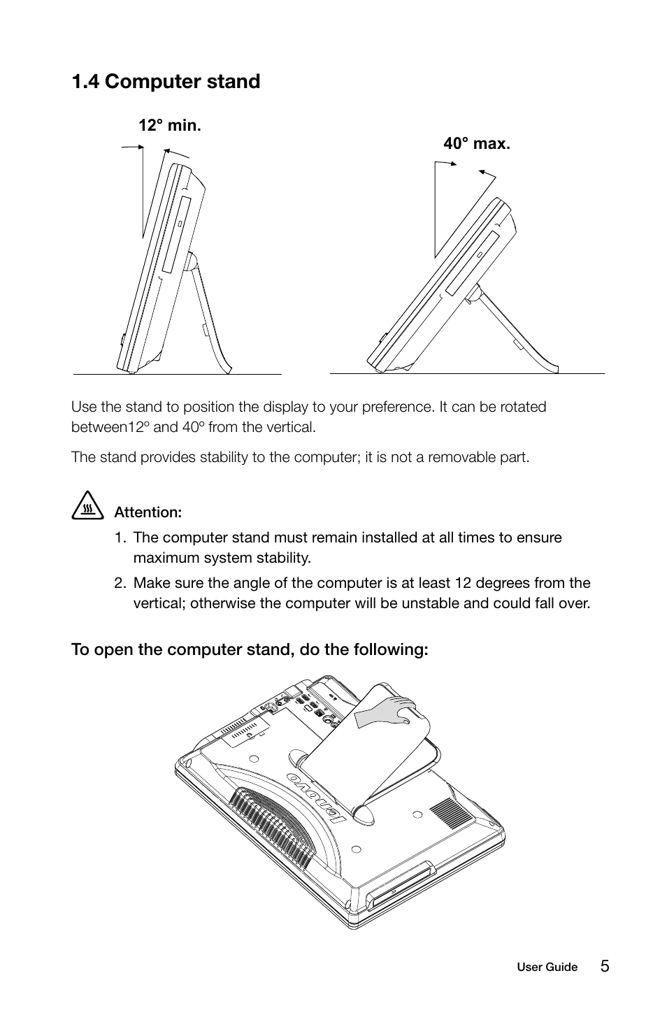 4 computer stand | Lenovo C315 All-In-One User Manual | Page 10 / 57