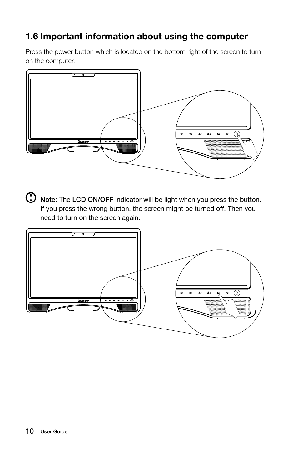 6 important information about using the computer | Lenovo C315 All-In-One User Manual | Page 15 / 57