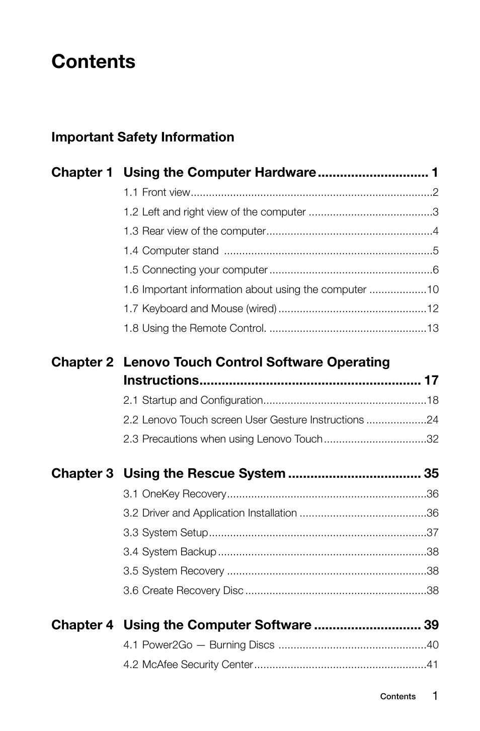 Lenovo C315 All-In-One User Manual | Page 4 / 57