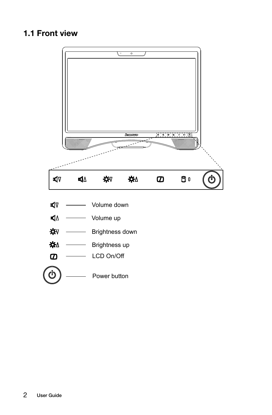 1 front view | Lenovo C315 All-In-One User Manual | Page 7 / 57