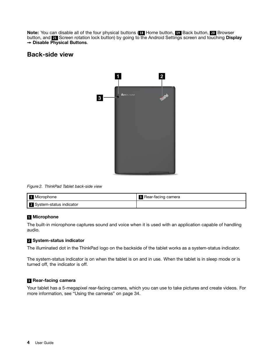 Back-side view | Lenovo ThinkPad Tablet User Manual | Page 12 / 100