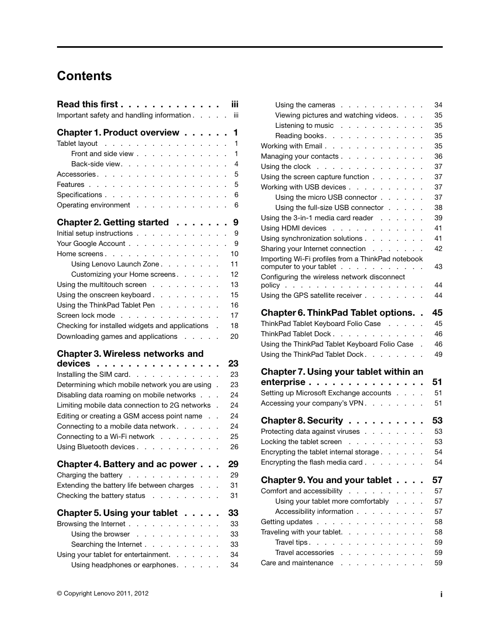 Lenovo ThinkPad Tablet User Manual | Page 3 / 100