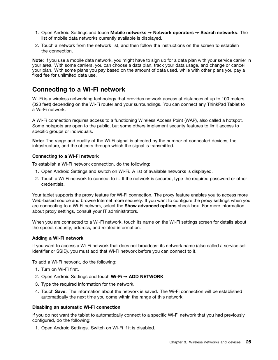 Connecting to a wi-fi network | Lenovo ThinkPad Tablet User Manual | Page 33 / 100