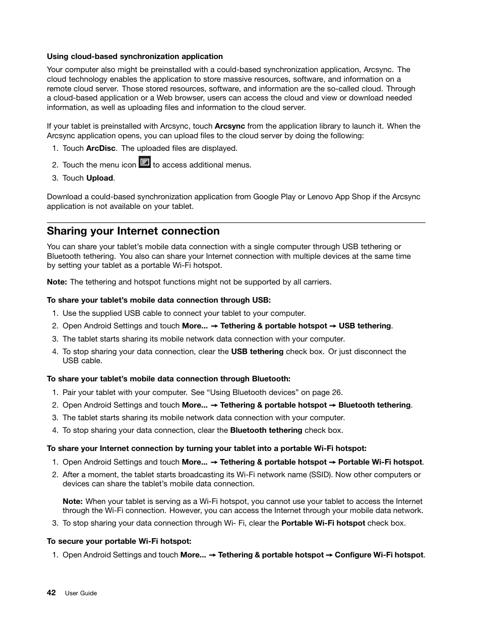 Sharing your internet connection | Lenovo ThinkPad Tablet User Manual | Page 50 / 100