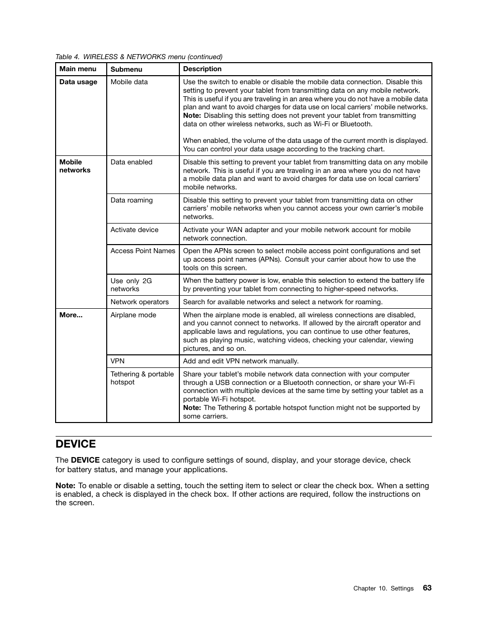 Device | Lenovo ThinkPad Tablet User Manual | Page 71 / 100