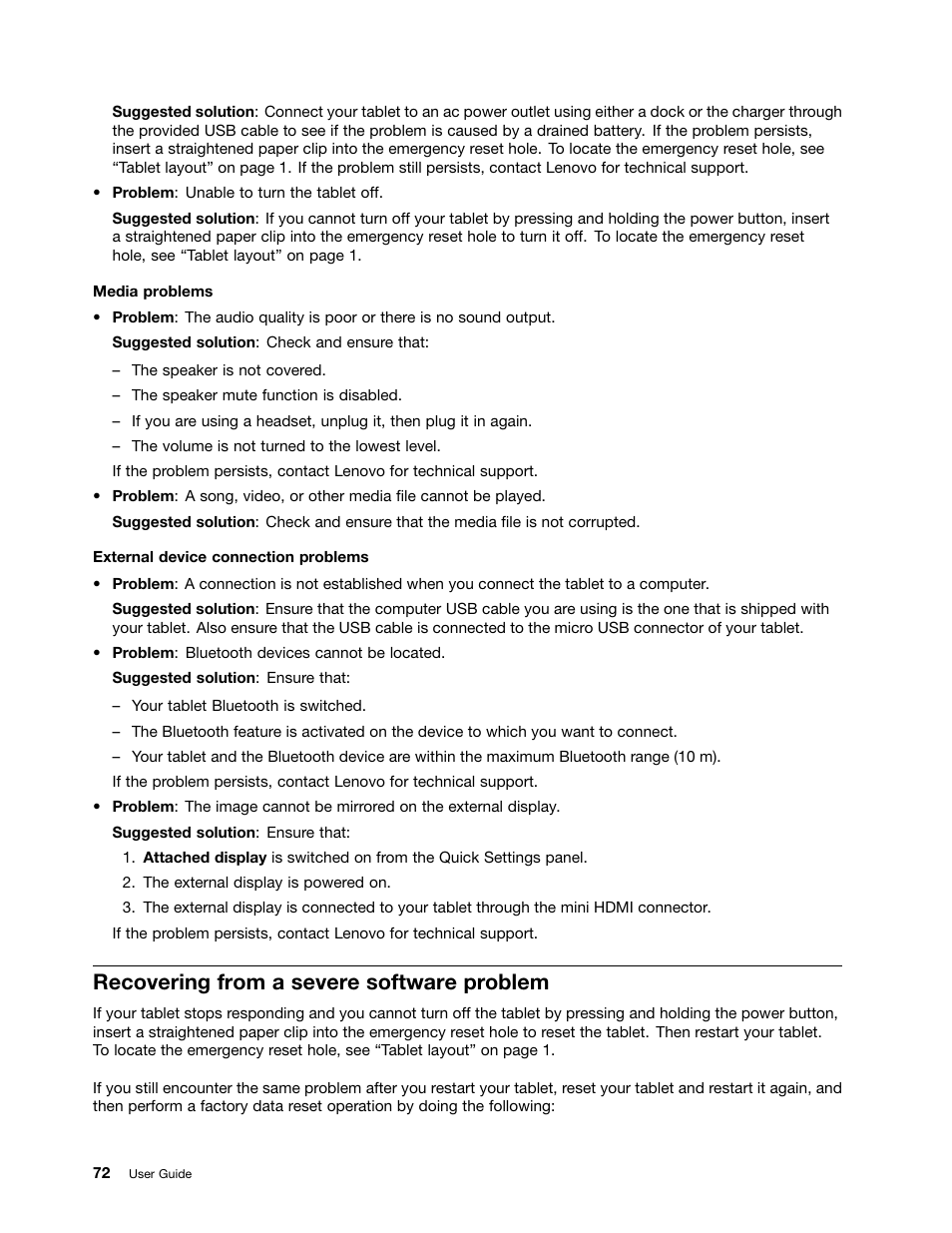 Recovering from a severe software problem | Lenovo ThinkPad Tablet User Manual | Page 80 / 100