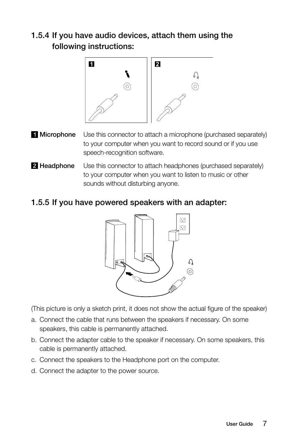 5 if you have powered speakers with an adapter | Lenovo IdeaCentre B510 User Manual | Page 12 / 55