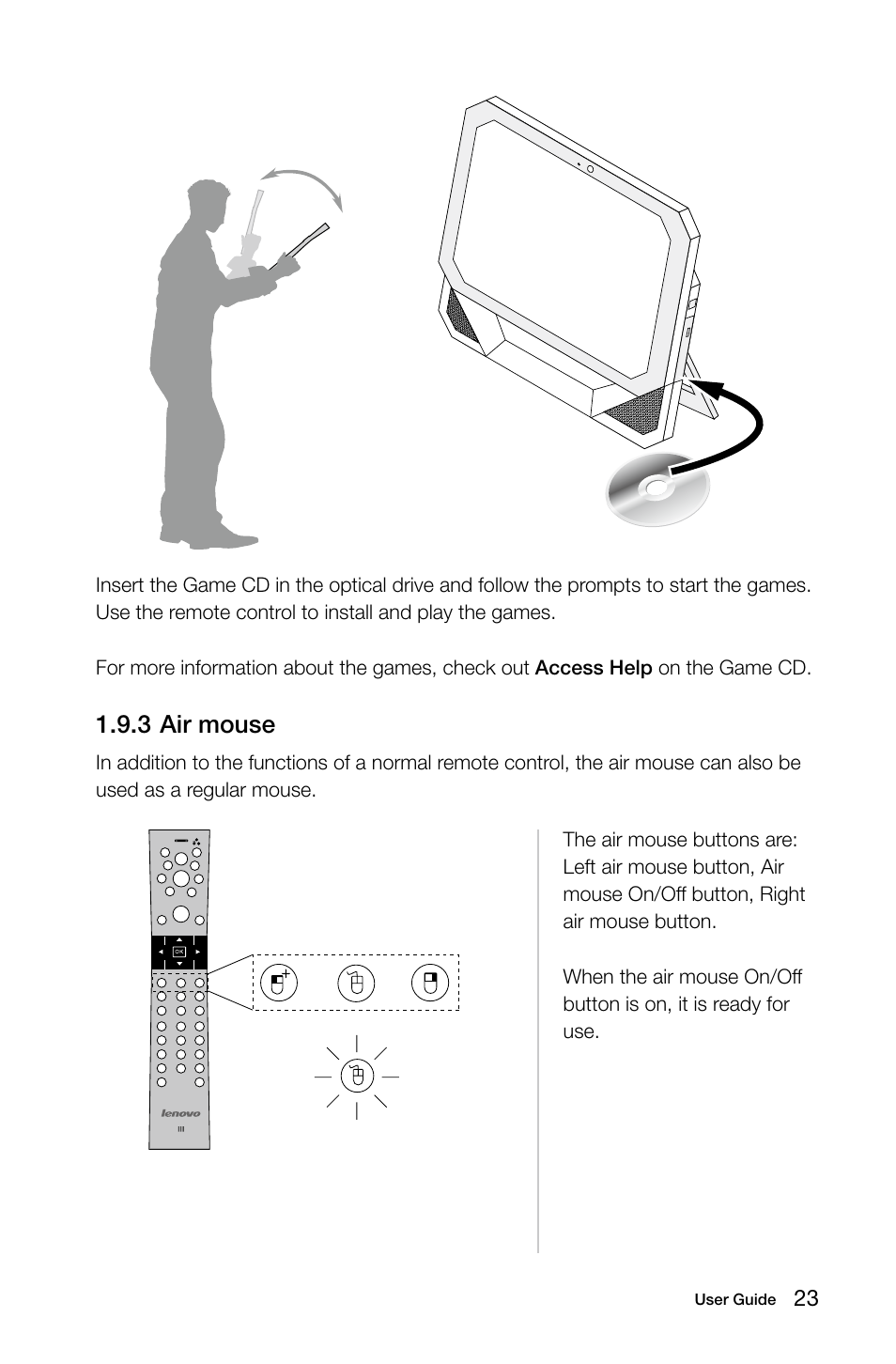 3 air mouse | Lenovo IdeaCentre B510 User Manual | Page 28 / 55