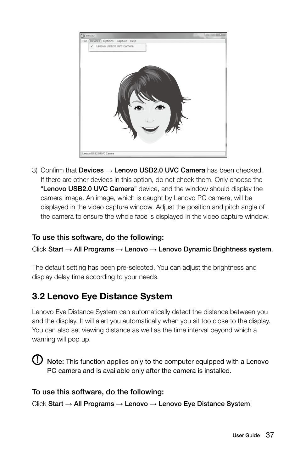 2 lenovo eye distance system | Lenovo IdeaCentre B510 User Manual | Page 42 / 55