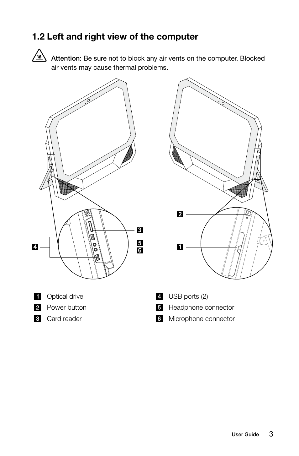 2 left and right view of the computer | Lenovo IdeaCentre B510 User Manual | Page 8 / 55