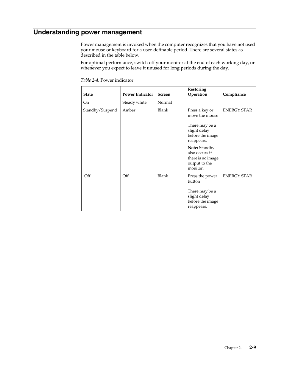 Understanding power management, Understanding power management -8 | Lenovo LI2721s Wide Flat Panel Monitor User Manual | Page 20 / 32