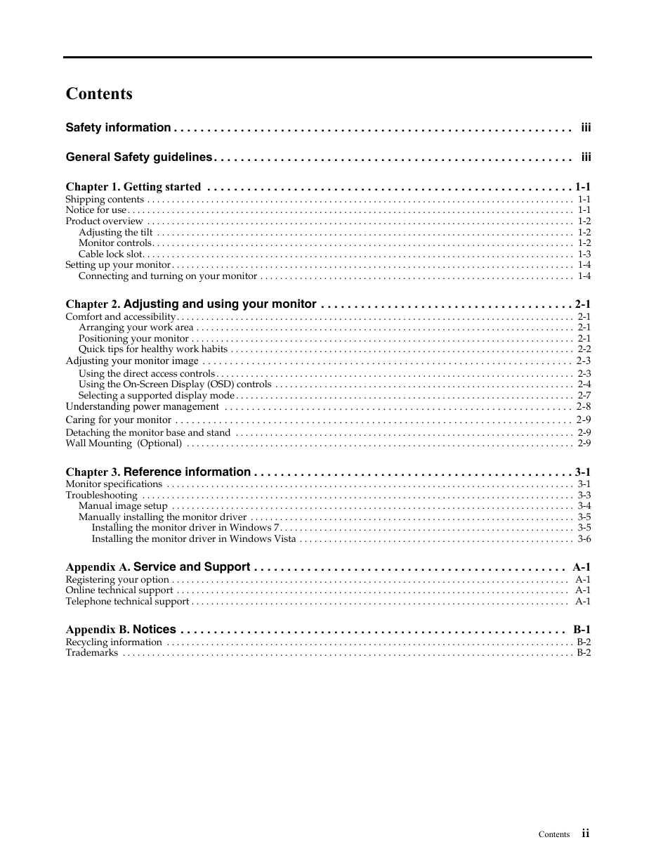 Lenovo LI2721s Wide Flat Panel Monitor User Manual | Page 3 / 32