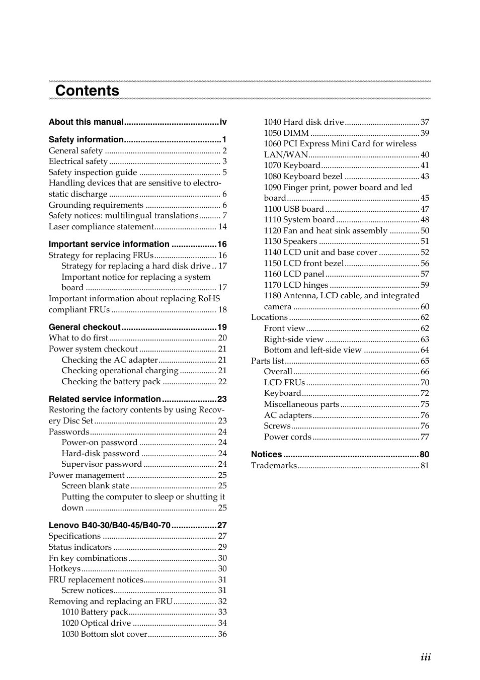 Lenovo B40-30 Notebook User Manual | Page 3 / 85
