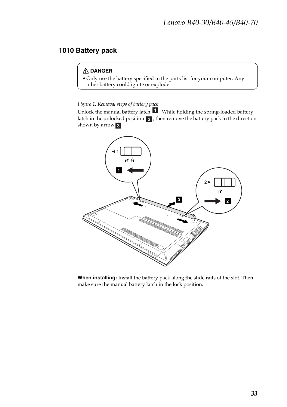 1010 battery pack | Lenovo B40-30 Notebook User Manual | Page 37 / 85