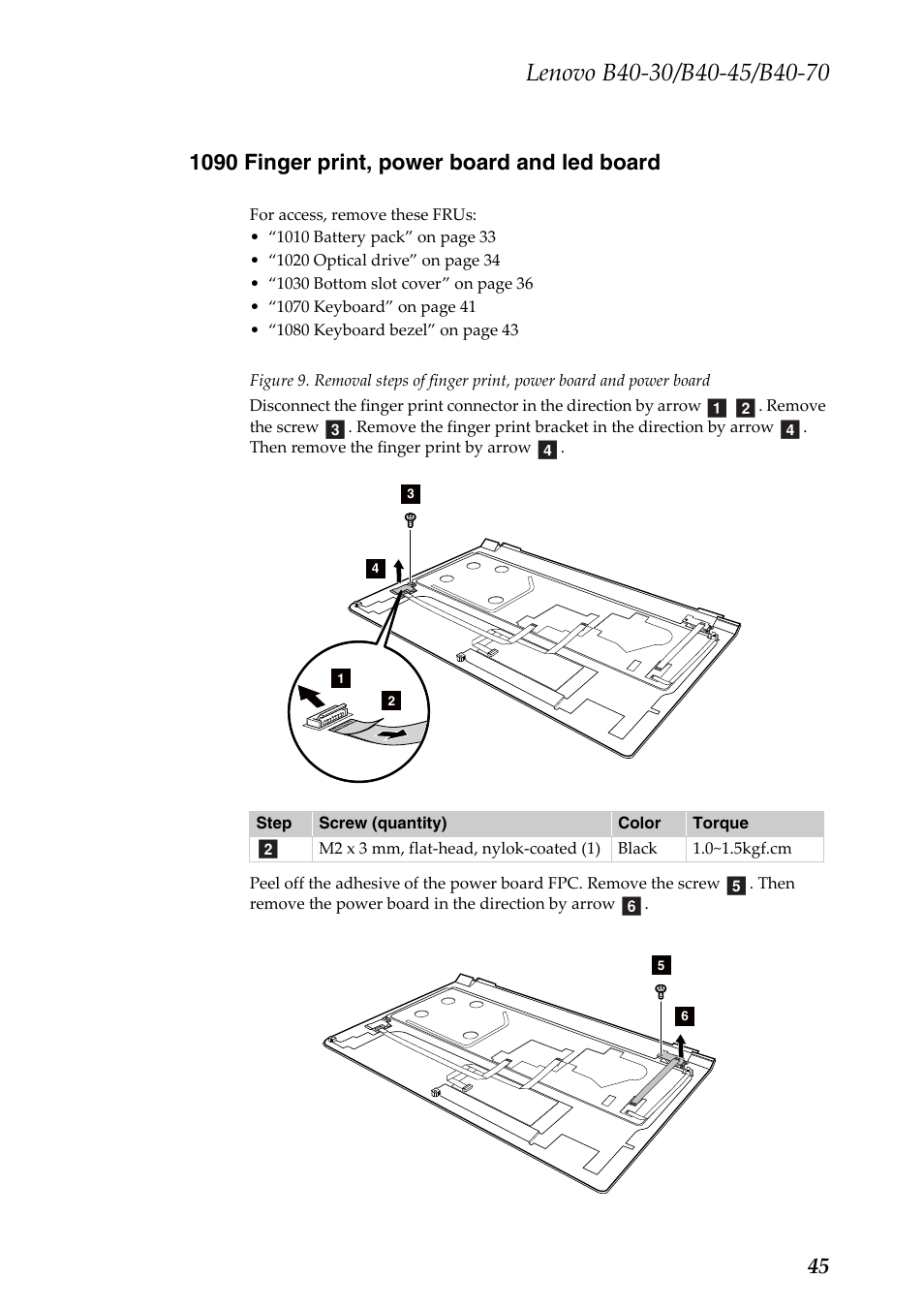 1090 finger print, power board and led board | Lenovo B40-30 Notebook User Manual | Page 49 / 85
