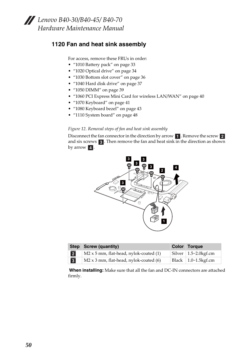1120 fan and heat sink assembly | Lenovo B40-30 Notebook User Manual | Page 54 / 85
