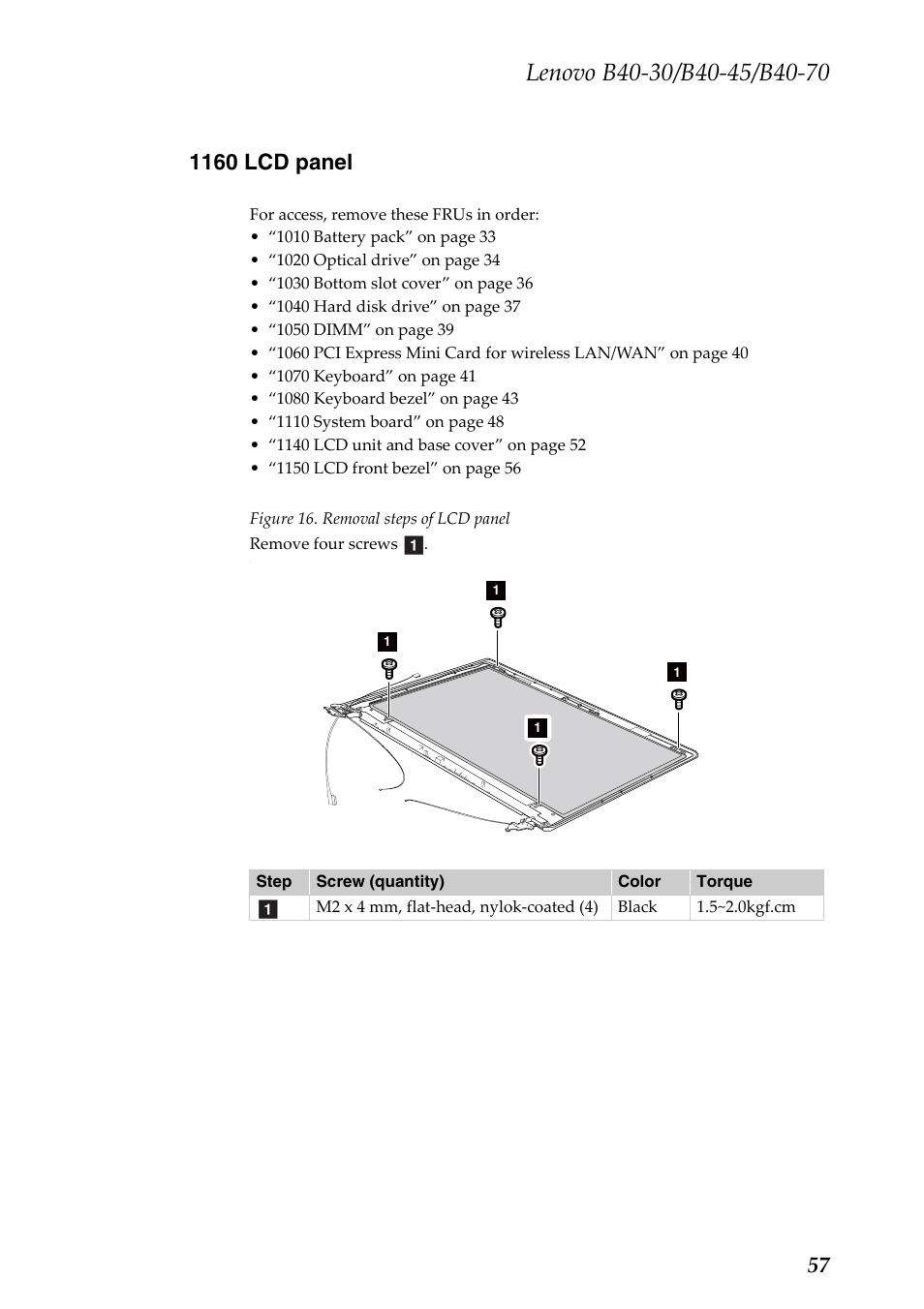 1160 lcd panel | Lenovo B40-30 Notebook User Manual | Page 61 / 85