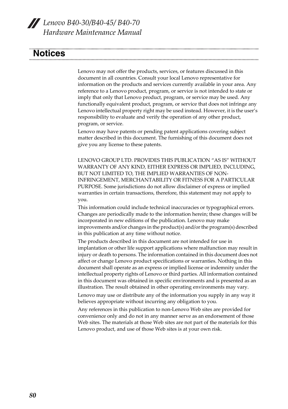 Notices | Lenovo B40-30 Notebook User Manual | Page 84 / 85