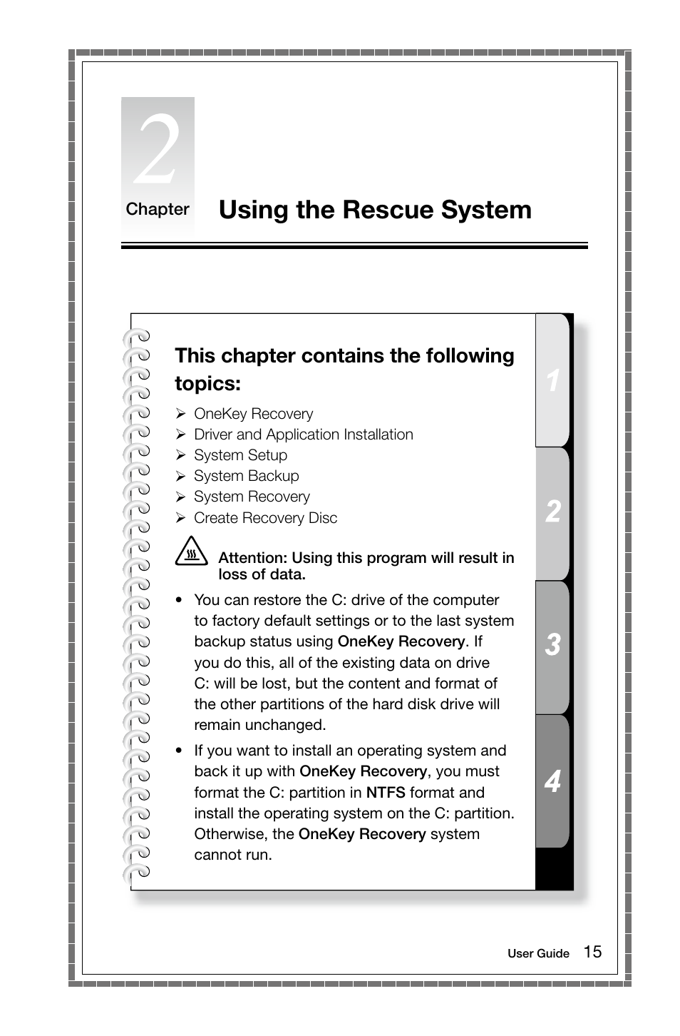 Using the rescue system, This chapter contains the following topics | Lenovo H415 Desktop User Manual | Page 20 / 33