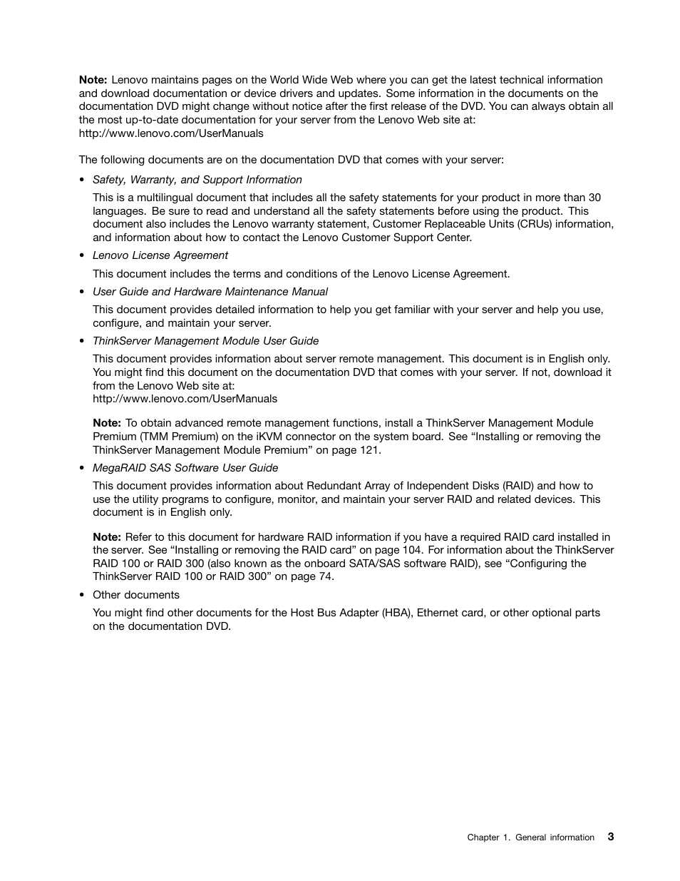 Lenovo ThinkServer TD340 User Manual | Page 15 / 246