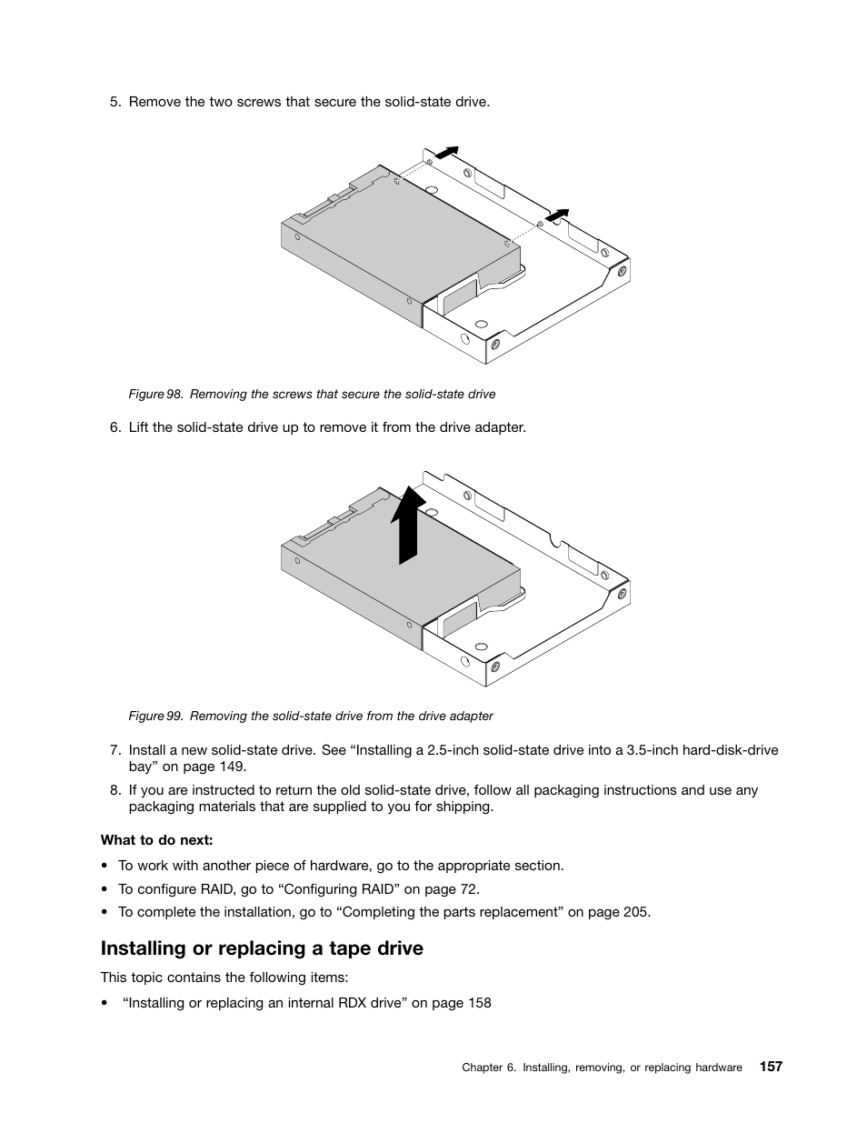 Installing or replacing a tape drive | Lenovo ThinkServer TD340 User Manual | Page 169 / 246
