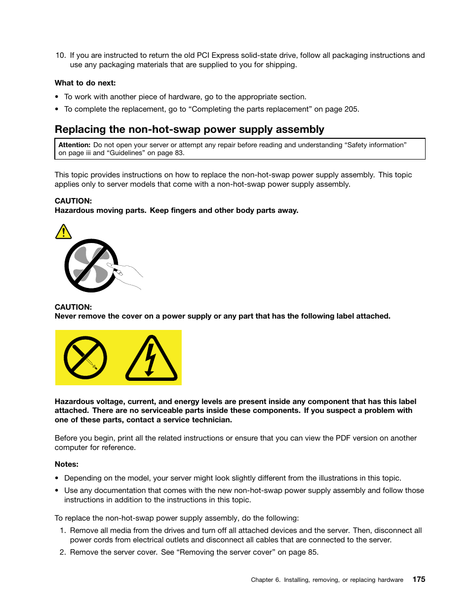 Replacing the non-hot-swap power supply assembly | Lenovo ThinkServer TD340 User Manual | Page 187 / 246