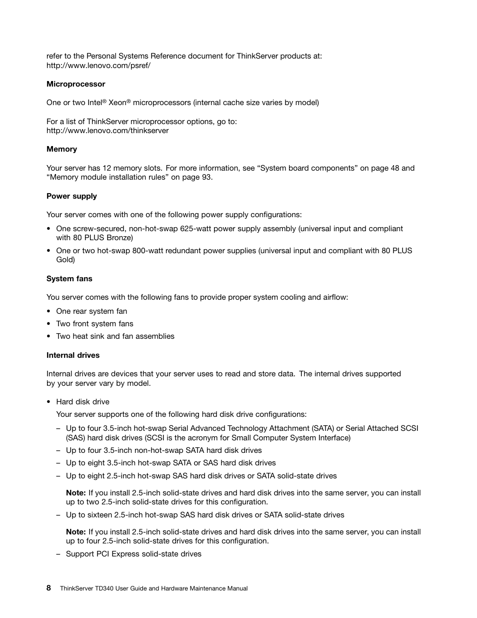 Lenovo ThinkServer TD340 User Manual | Page 20 / 246