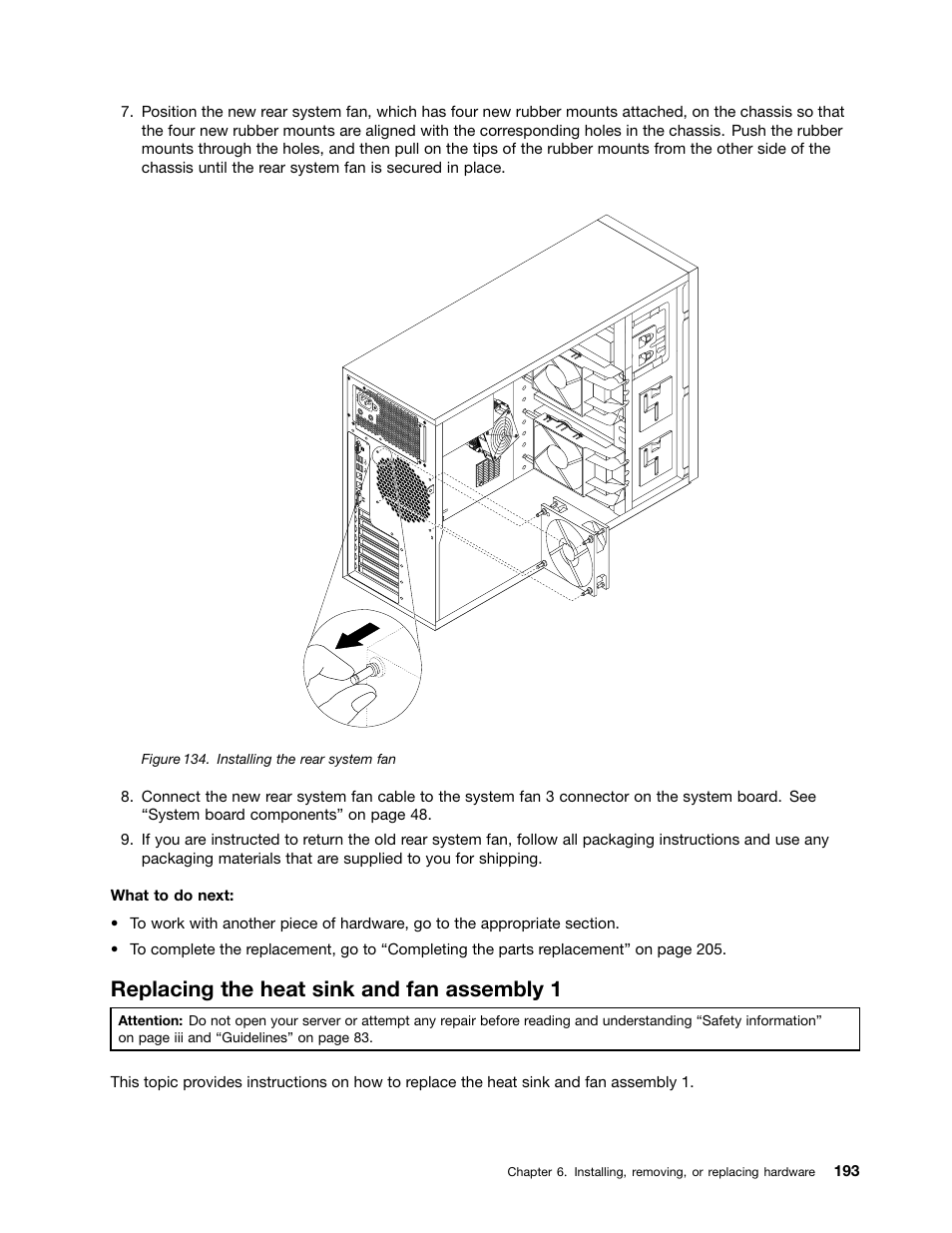 Replacing the heat sink and fan assembly 1 | Lenovo ThinkServer TD340 User Manual | Page 205 / 246