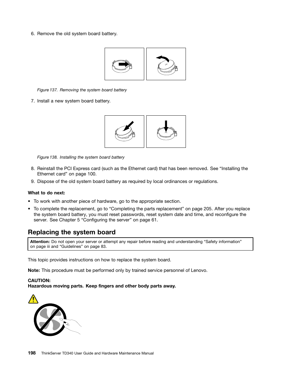 Replacing the system board | Lenovo ThinkServer TD340 User Manual | Page 210 / 246