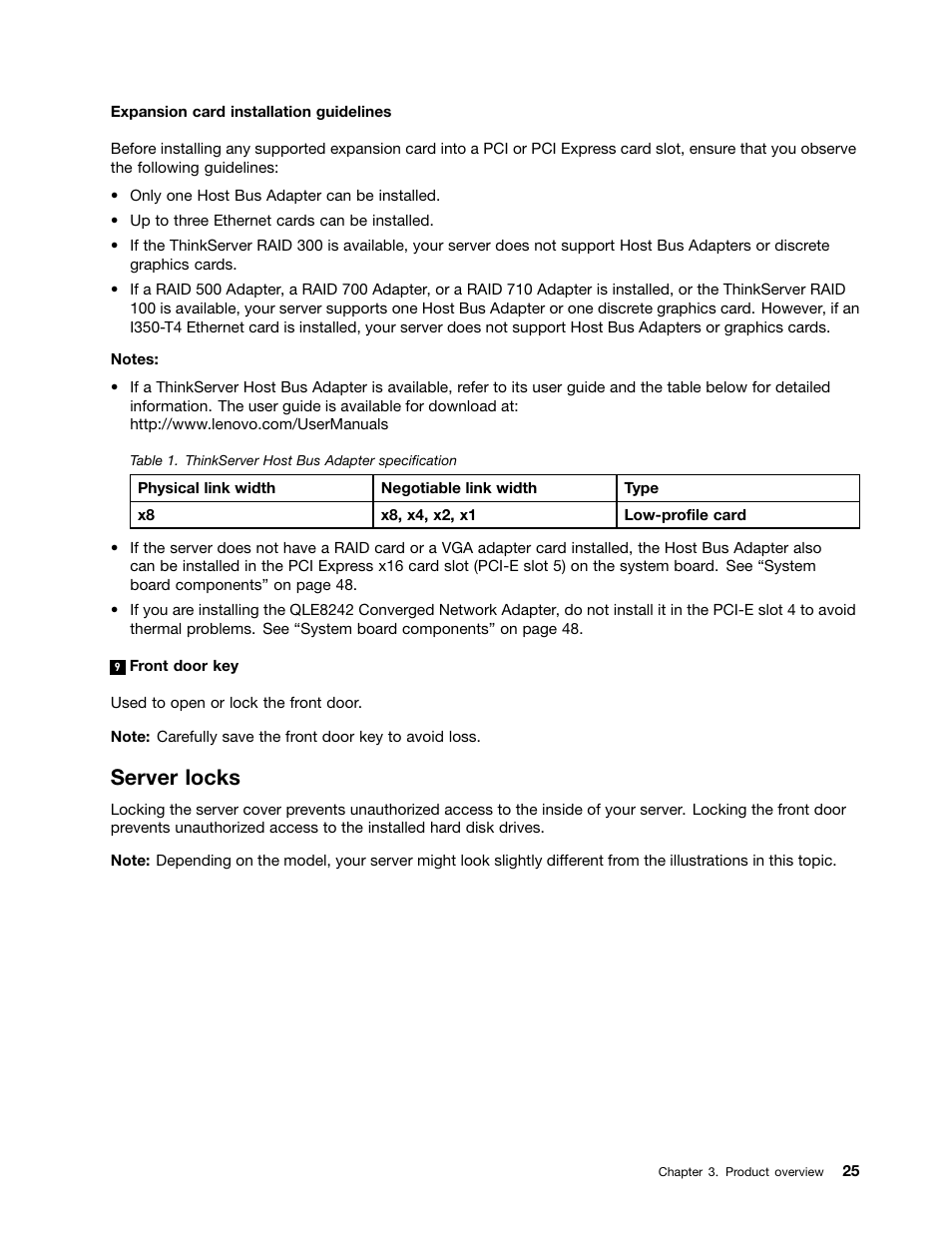 Server locks | Lenovo ThinkServer TD340 User Manual | Page 37 / 246