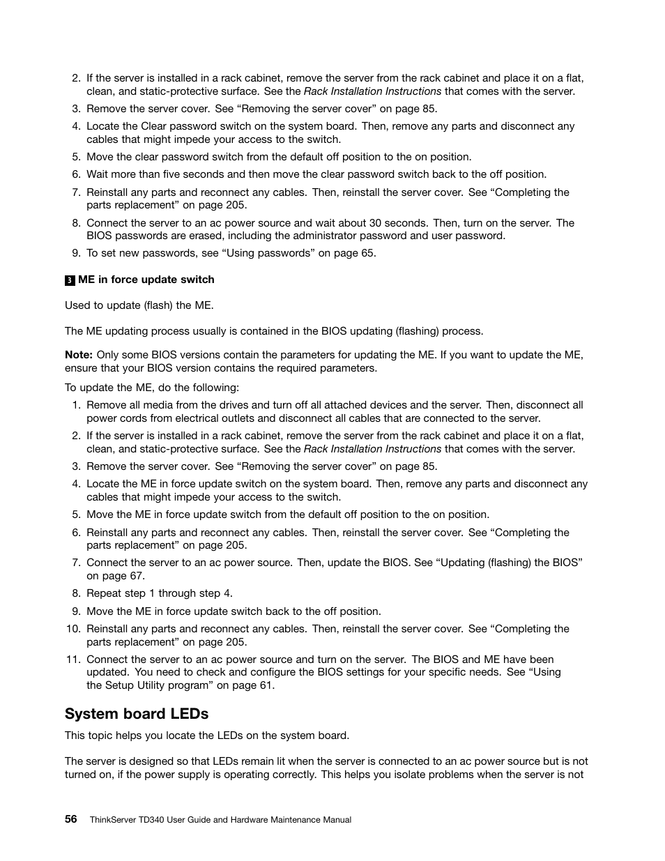 System board leds | Lenovo ThinkServer TD340 User Manual | Page 68 / 246