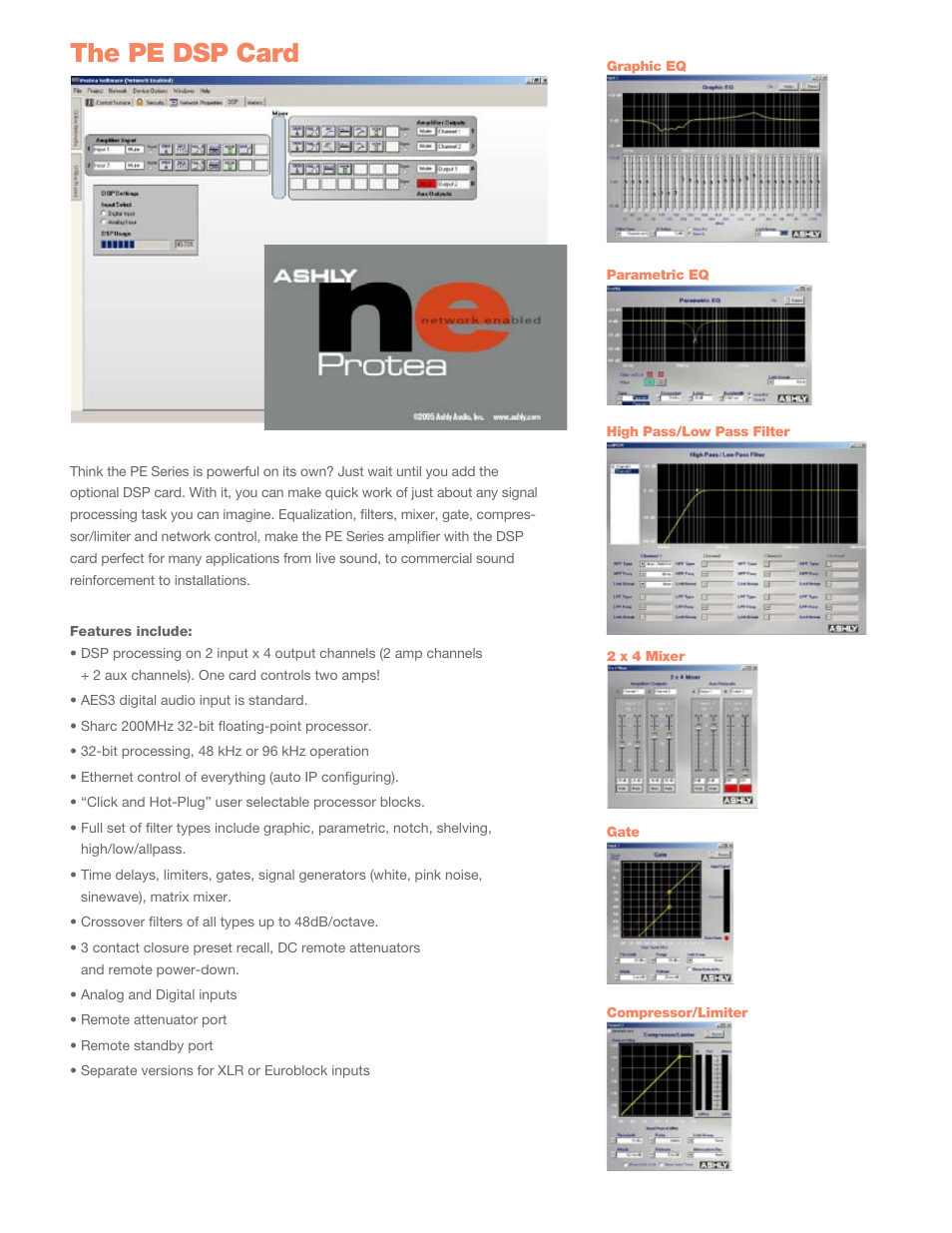 The pe dsp card | Ashly PE-Series User Manual | Page 4 / 6