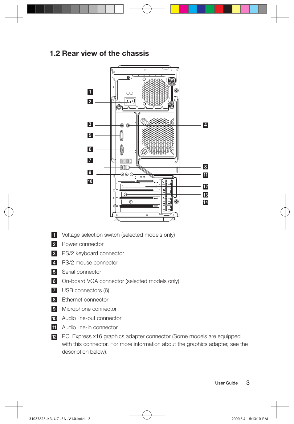 2 rear view of the chassis | Lenovo IdeaCentre K300 User Manual | Page 8 / 45