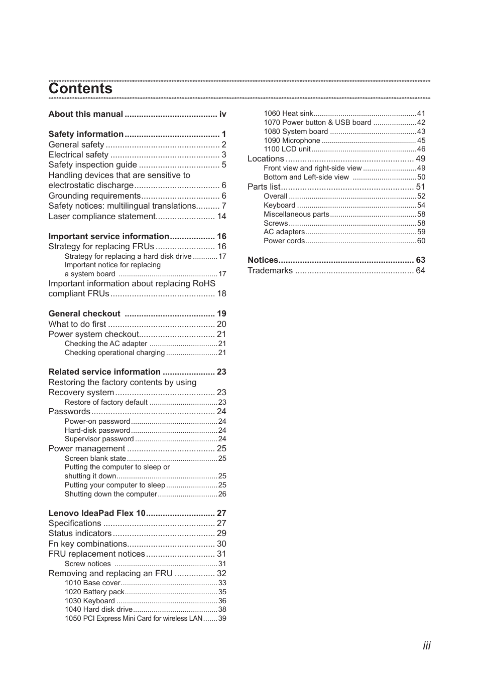 Lenovo Flex 10 Notebook Lenovo User Manual | Page 3 / 68