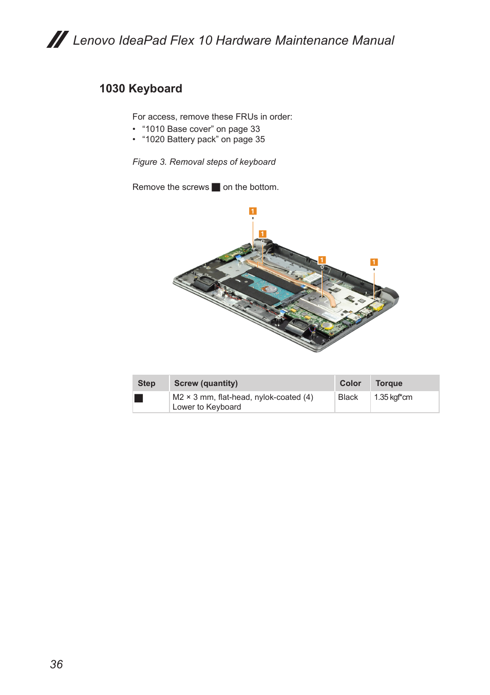 1030 keyboard, Lenovo ideapad flex 10 hardware maintenance manual | Lenovo Flex 10 Notebook Lenovo User Manual | Page 40 / 68