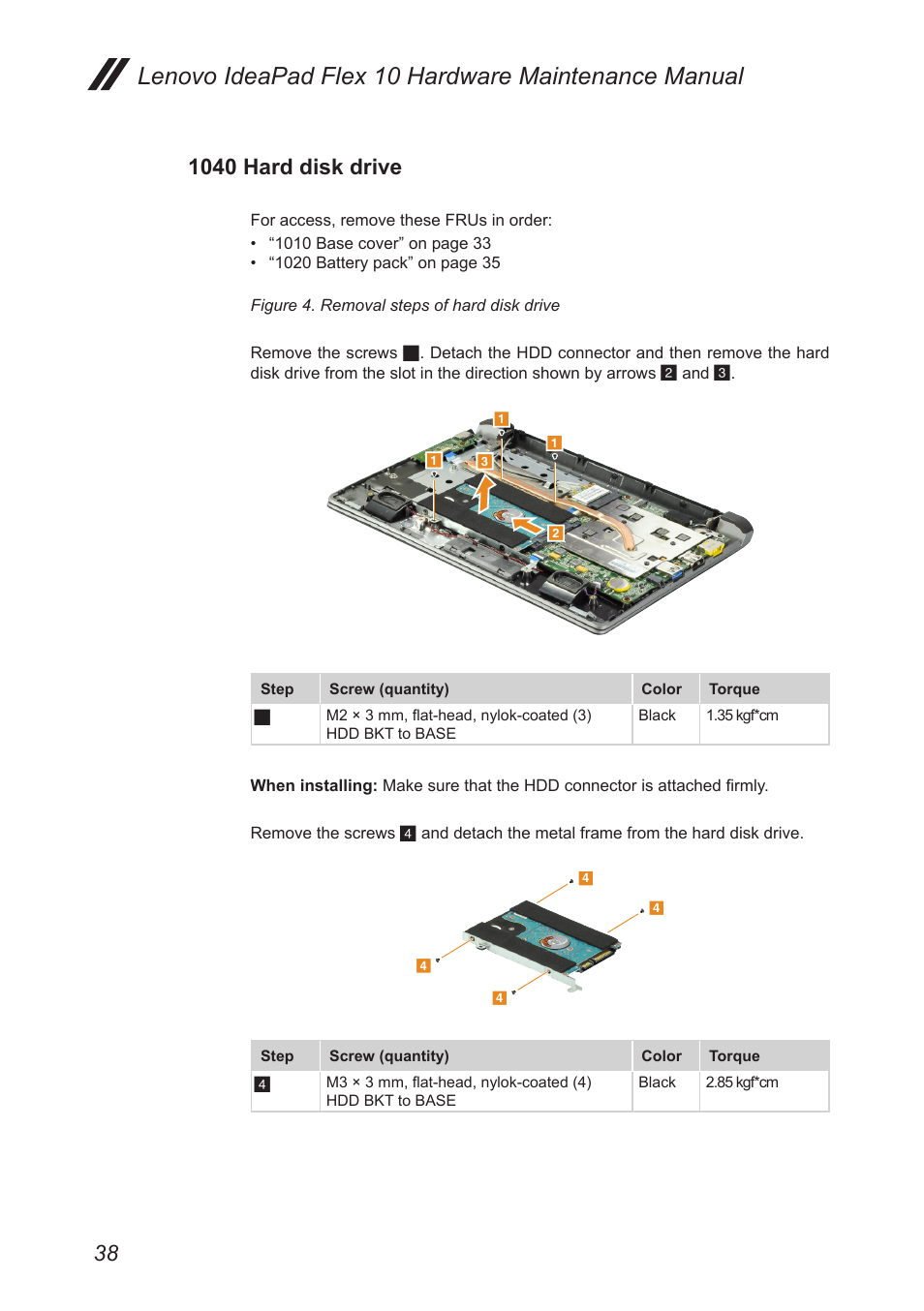 1040 hard disk drive, Lenovo ideapad flex 10 hardware maintenance manual | Lenovo Flex 10 Notebook Lenovo User Manual | Page 42 / 68