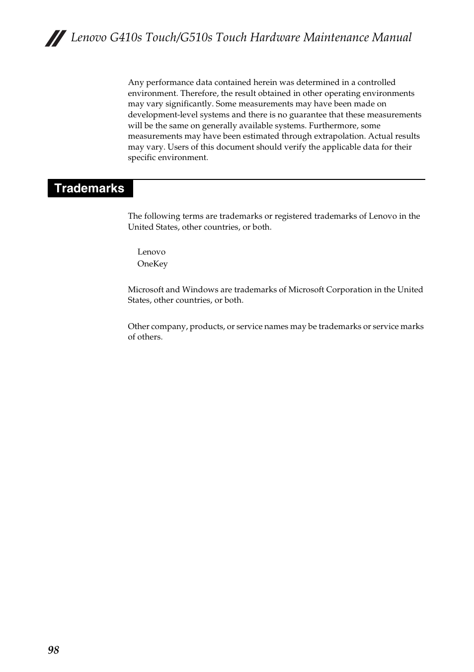 Trademarks | Lenovo G510s Touch Notebook User Manual | Page 102 / 102